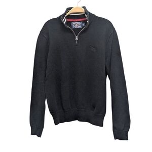 American Living Men's Black Pullover Quarter Zip Heavy Knit Sweater